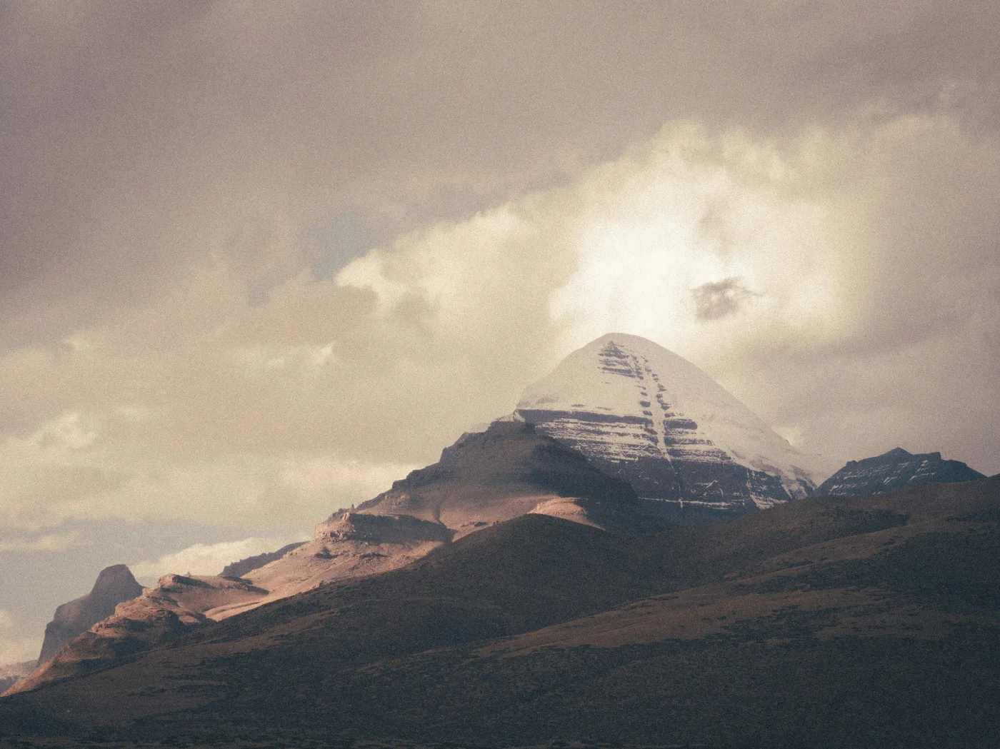 Soft light falling across the mountains